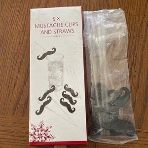 Beverage straws and mustache clips party beverages
